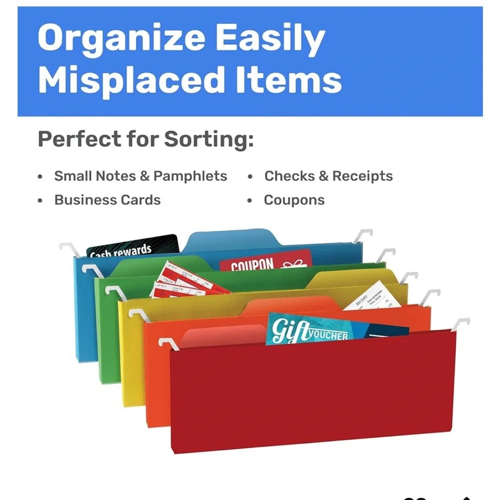 Mini hanging pockets for file cabinets